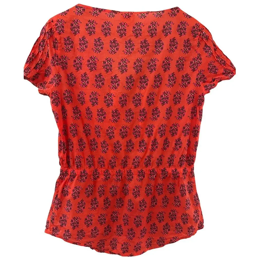 Tory Burch Evelina Cinch Waist‎ Cotton Voile Tunic Top Size 6